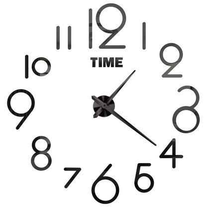 Large Wall Clock 3D DIY Quartz Acrylic Mirror Stickers Clocks