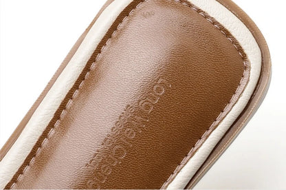 DANA Flat Leather Square Toe Slippers