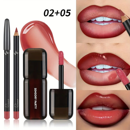 Gradient Lips Set Lip Liner + Glass Lip Gloss Mirror Shine Finish