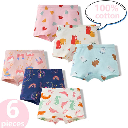 3/6 Pcs 100% Cotton Pretty Cartoon Boxer Set