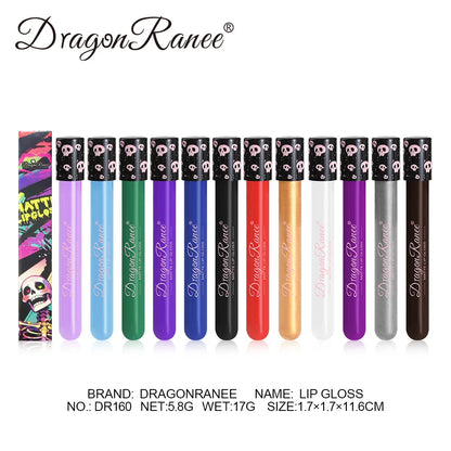 12 Color Halloween Lip Gloss Makeup Black Green Purple Waterproof Matte Lipstick