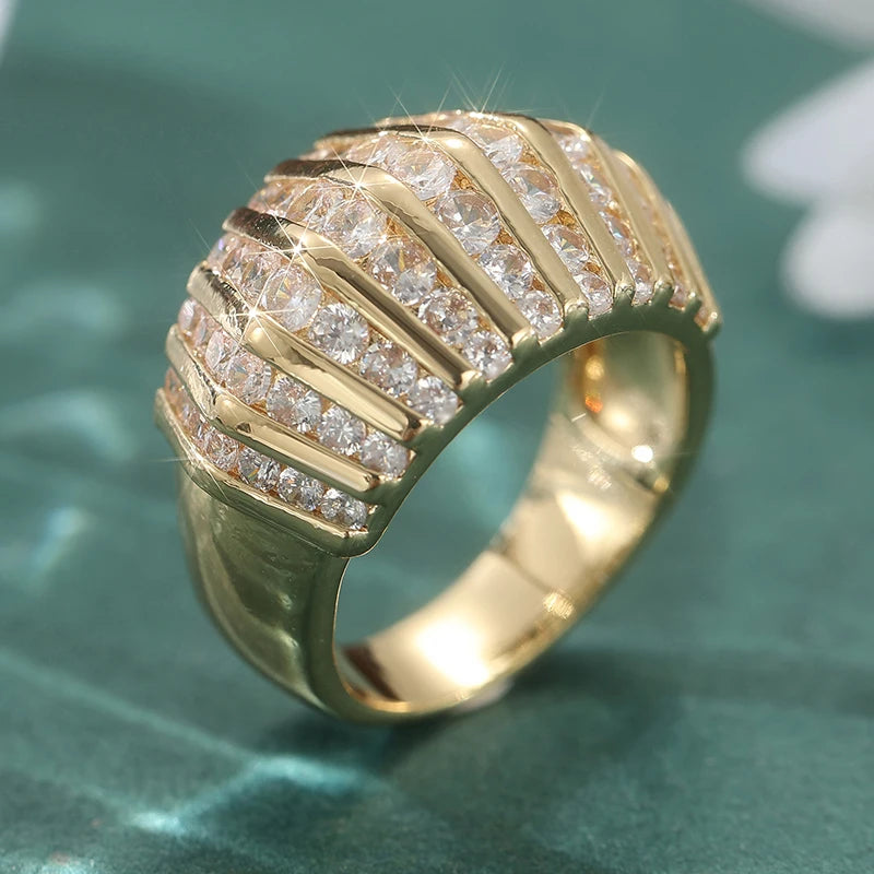Elegant Cubic Synthetic Zirconia Golden Plated Rings