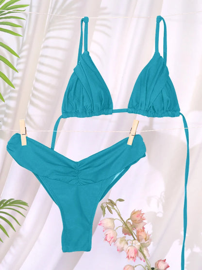 Sexy Folds Micro Swimsuit Bikinis Set
