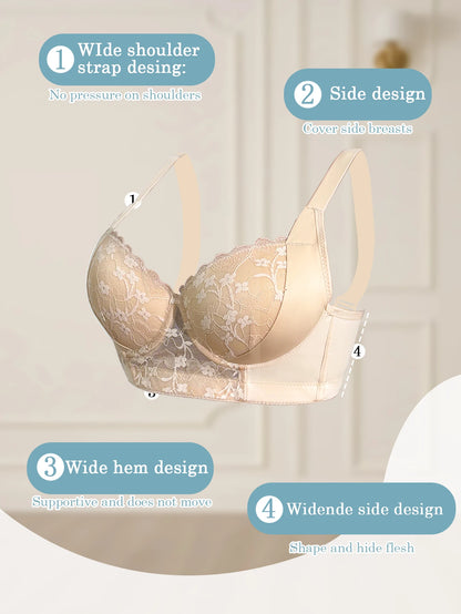 Sexy A B C D Cup Lace Bra Floral Splicing Bra Lingerie