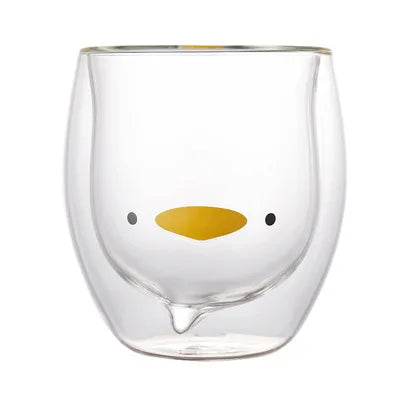 Cute Bear Double-layer Coffee Mug Double Glass Cup with Handle Mug