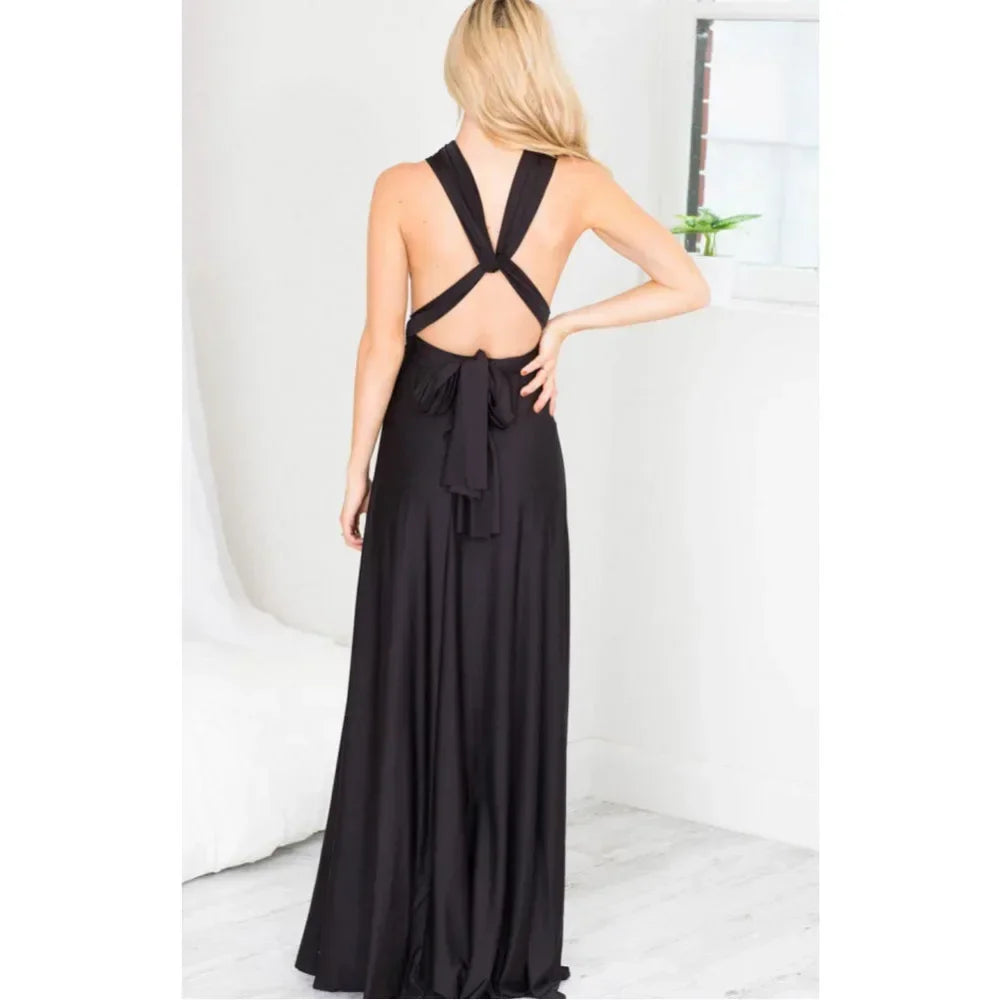 Multi-worn V-neck Vestidos De Fiesta Long Sexy Maxi Dress