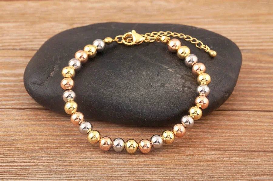 Punk Style Colourful Round Beads Charm Bracelets