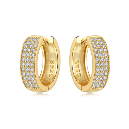 S925 Sterling Silver Zircon 18K Gold Lining Vintage Hoop Earrings