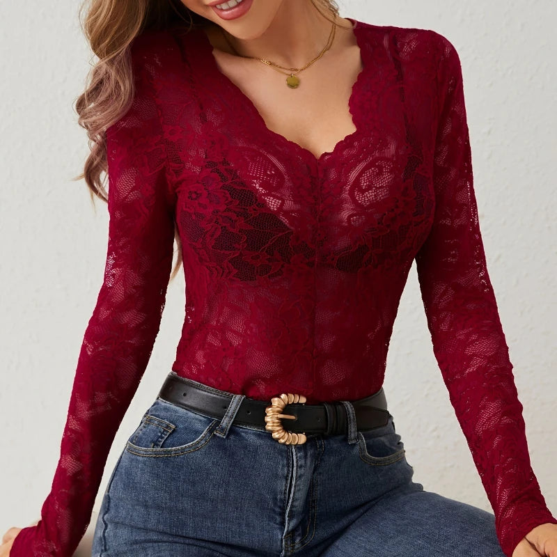 Sexy Base Layer Slim Flower Shirt