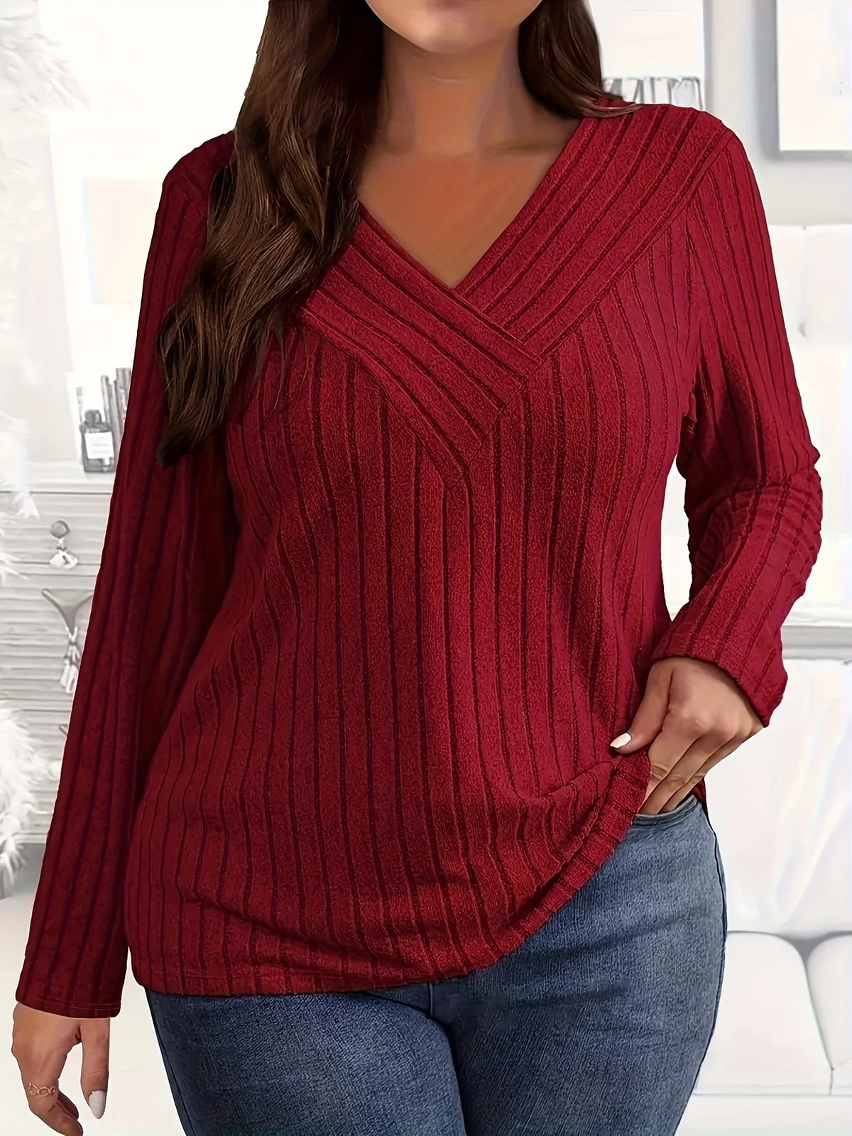 Plus Size Elegant Casual Loose T-Shirt Temperament Long sleeve T-Shirt