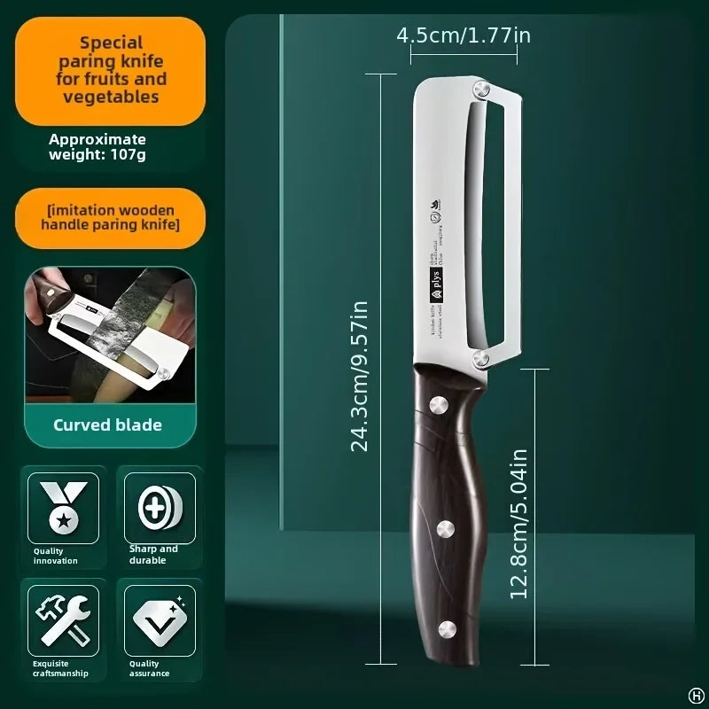 Stainless steel peeler with wooden handle