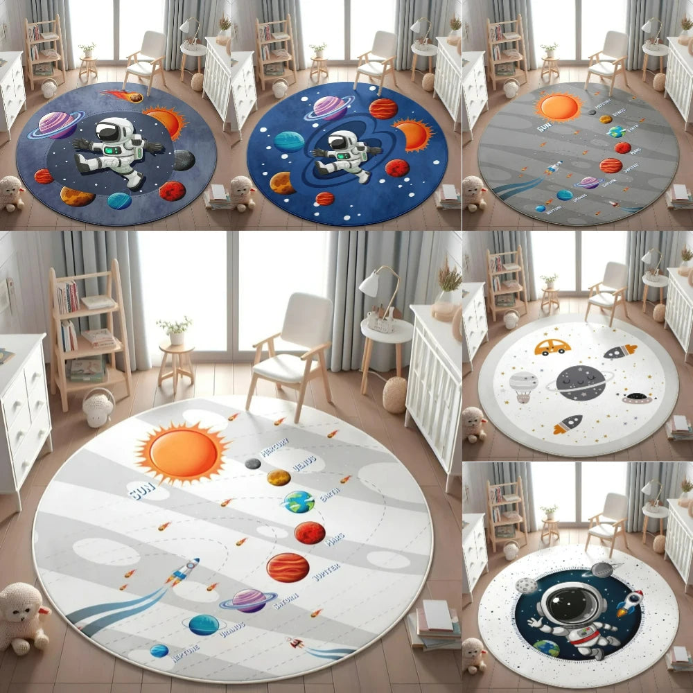 Planets Astronauts Playmat Round Rug  Living Room Decor Sofa Rug