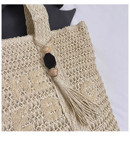 Large capacity woven straw woven bag