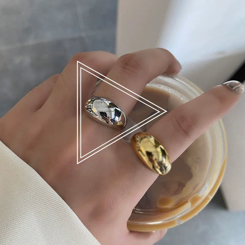 925 Sterling Silver Retro Hollow Wave Punk Hiphop Bohemia Rings