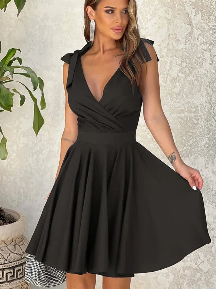 Elegant Suspender Sexy Deep V-neck Mini Dress