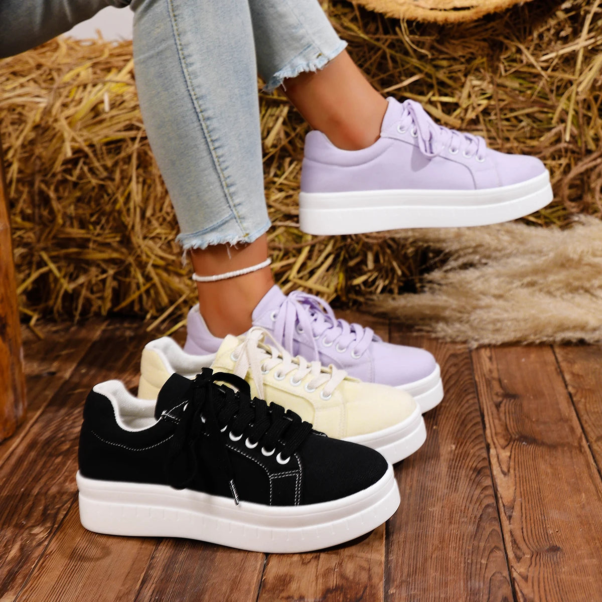 Casual Lace Up Platform Tennis Sport Sneakers