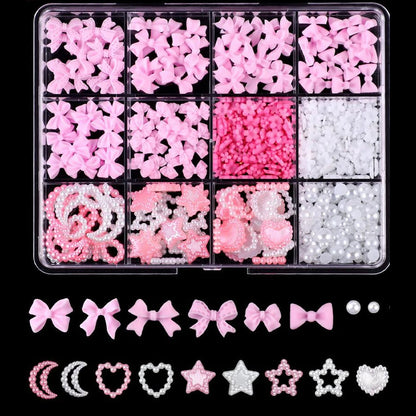 12/15Grids Acrylic Flower Nail Charms Mix Colors Set