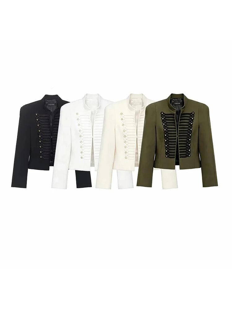 Slim Elegant Napoleon High Street Chic Shoulder Padded Jacket