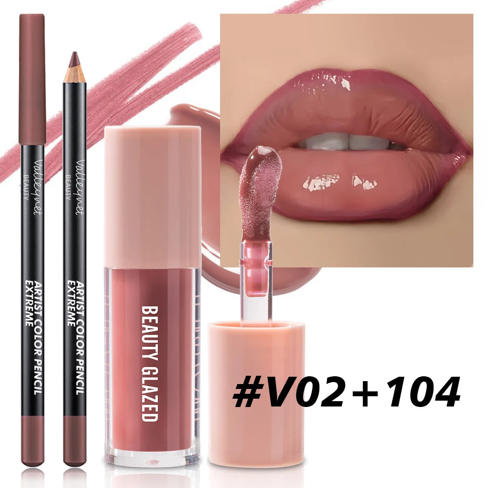 2pcs/Set Velvet Texture Lip Makeup Matte Effect Lip Makeup