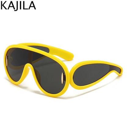 Oversized Wave Mask Luxury Steampunk Sunglasses