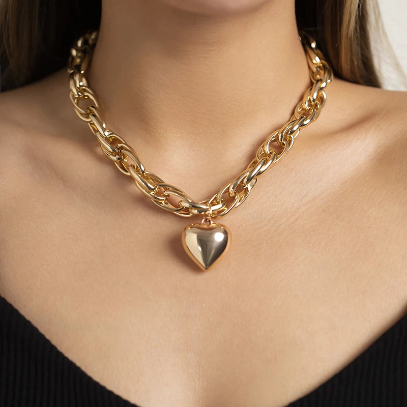 Punk Love Heart Pendant Necklaces