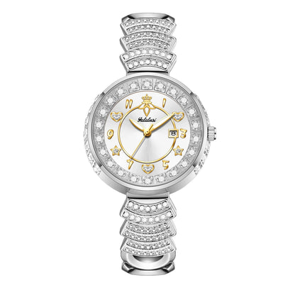 Affordable Luxury with Diamond-Set Dial Water-Resistant Quartz Watch