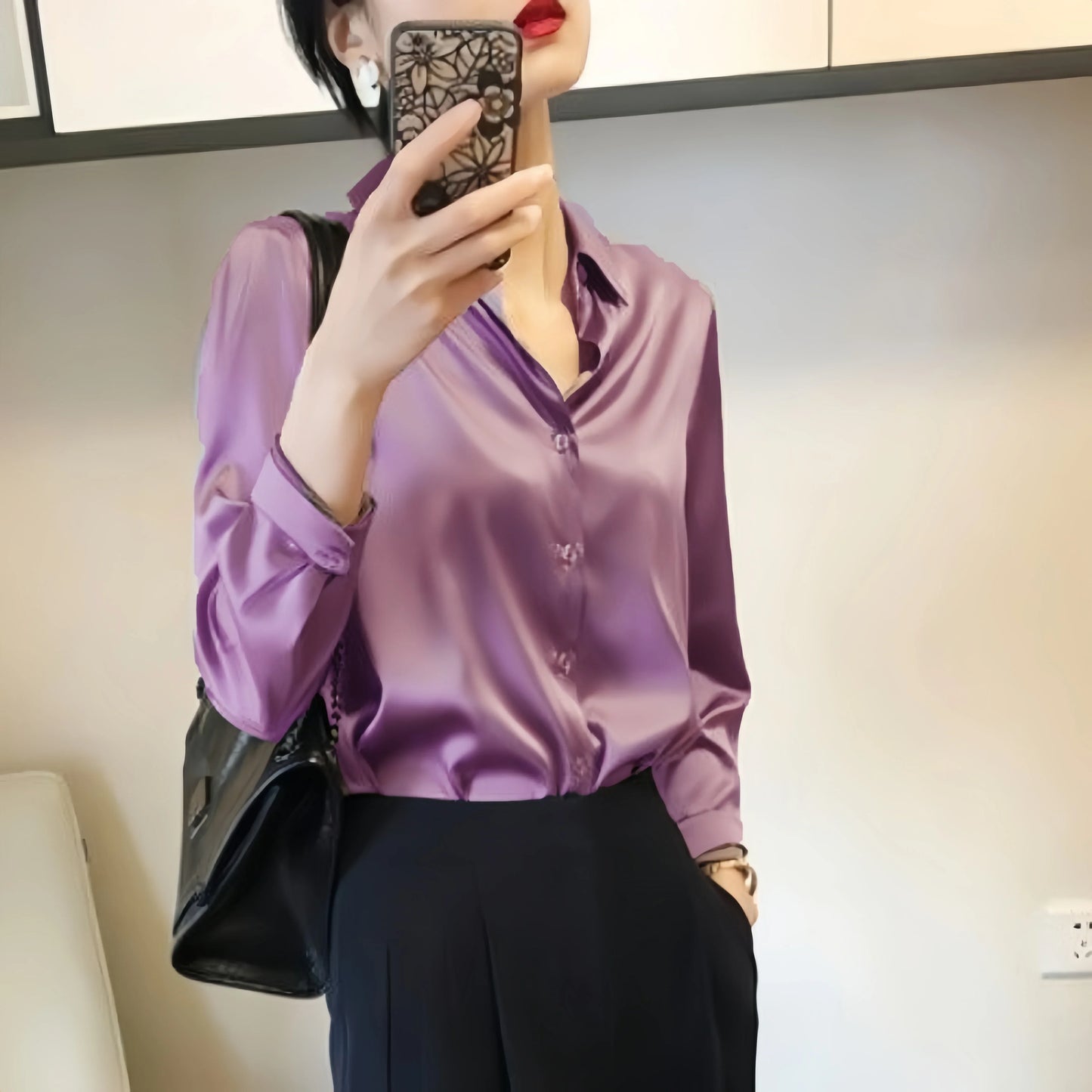 Satin Casual Long Sleeve Elegant Shirts