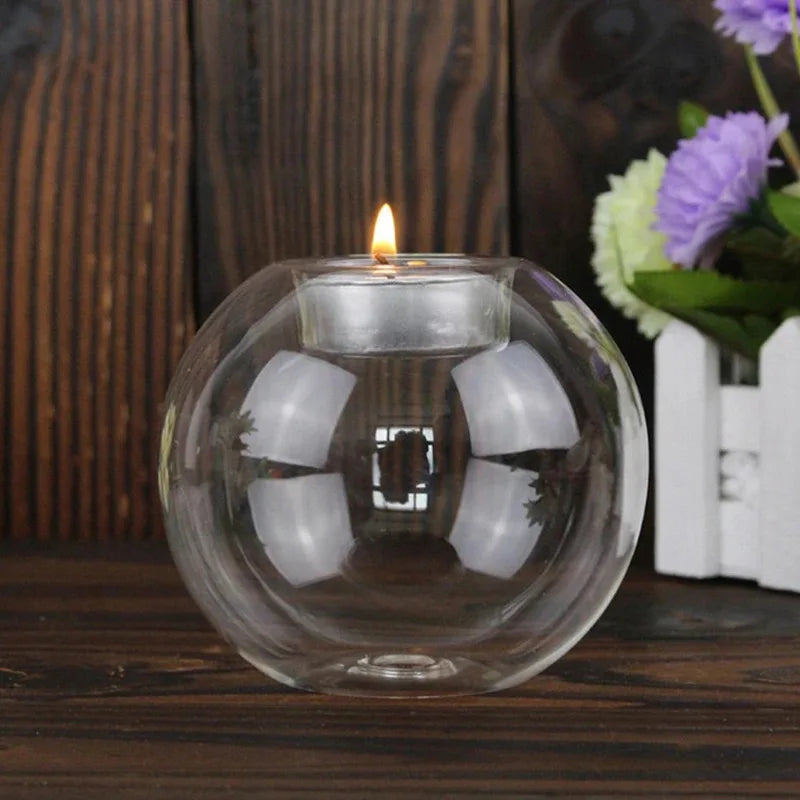 Elegant Round Glass Candle Holders