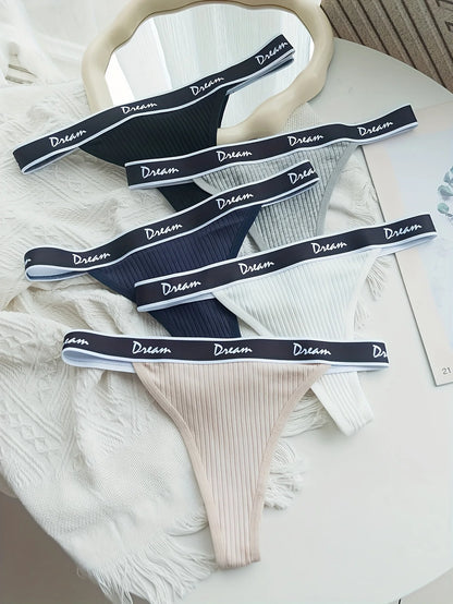 5-piece mixed color simple English belt thong pure cotton inner lining G-String