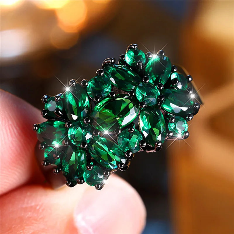 Luxury Green Zircon Stone Engagement Ring