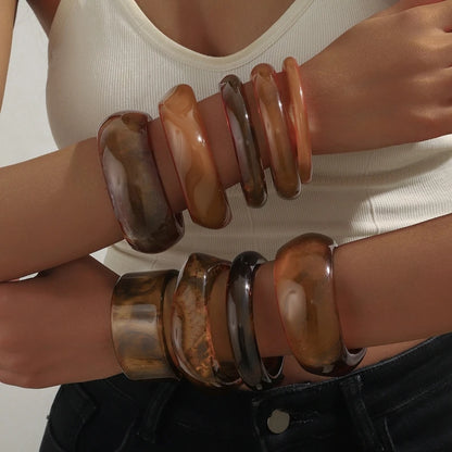 DANA Coffee Thick Resin Bangles Geometric Bracelets