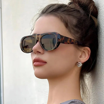 Vintage Big Frame Ellipse Square Sunglasses