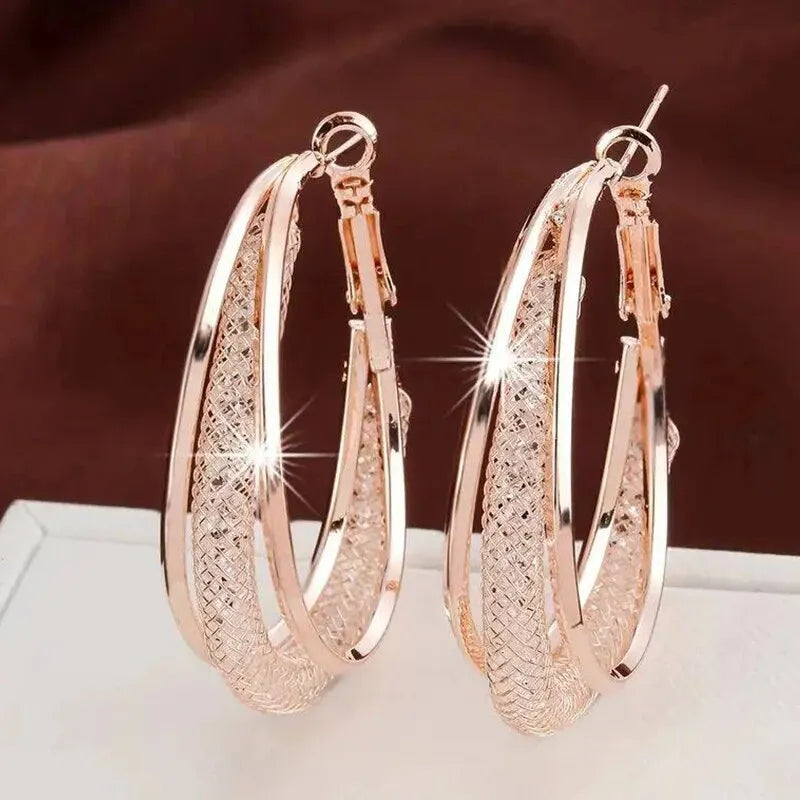 Crystal Stone Hoop Earrings Twisted Metal