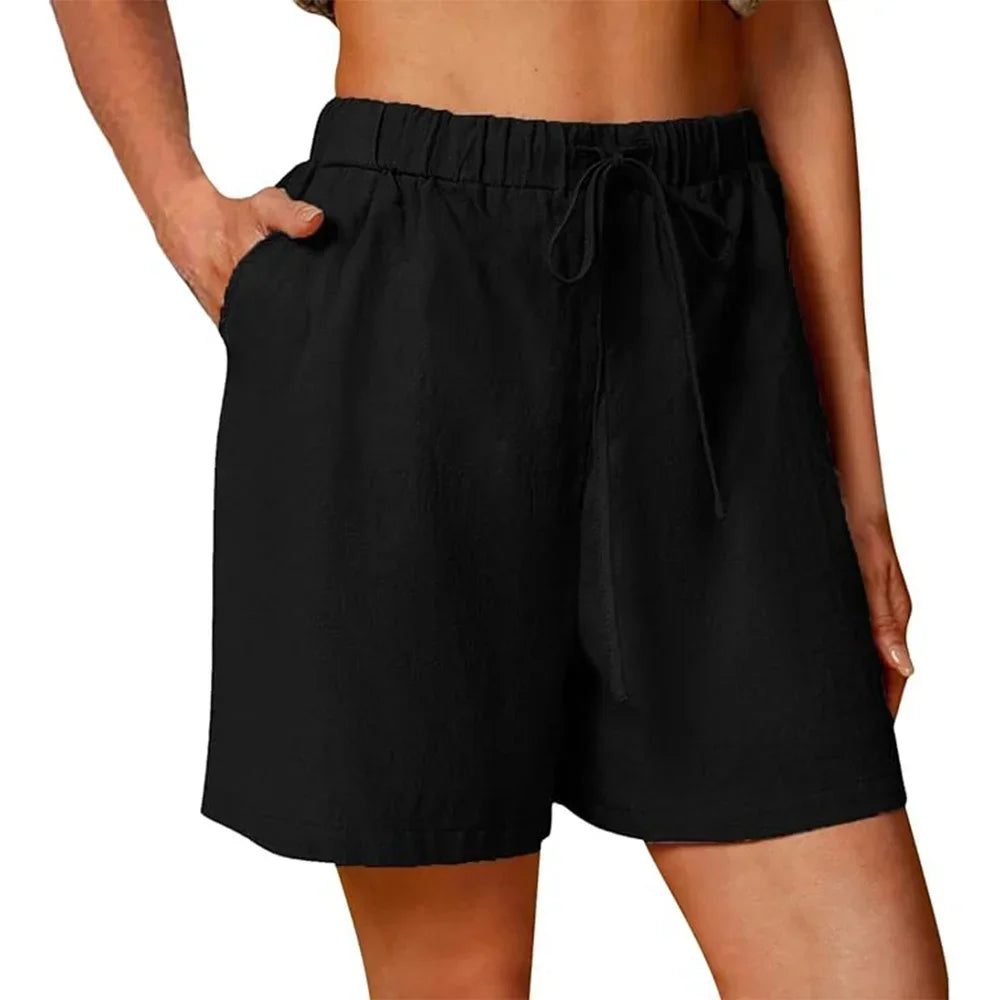 Casual Cotton Linen Straight Jogging  Shorts