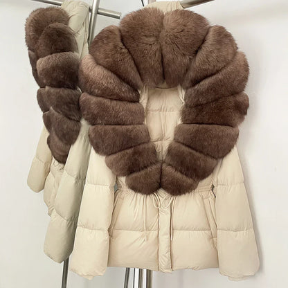 Real Fox Fur Puffer Jacket Coat
