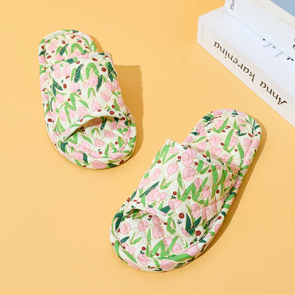 Home Slippers Soft Cotton Floral Floor Slippers
