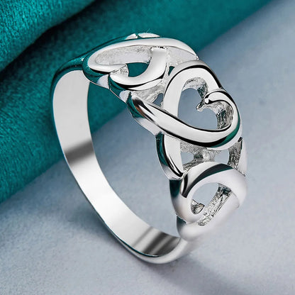 925 Sterling Silver Love Heart 6-10# Charm Rings