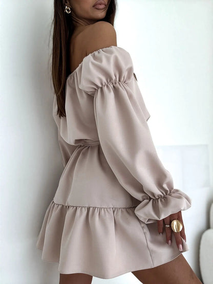 Off Shoulder Puff Sleeve Mini Dress