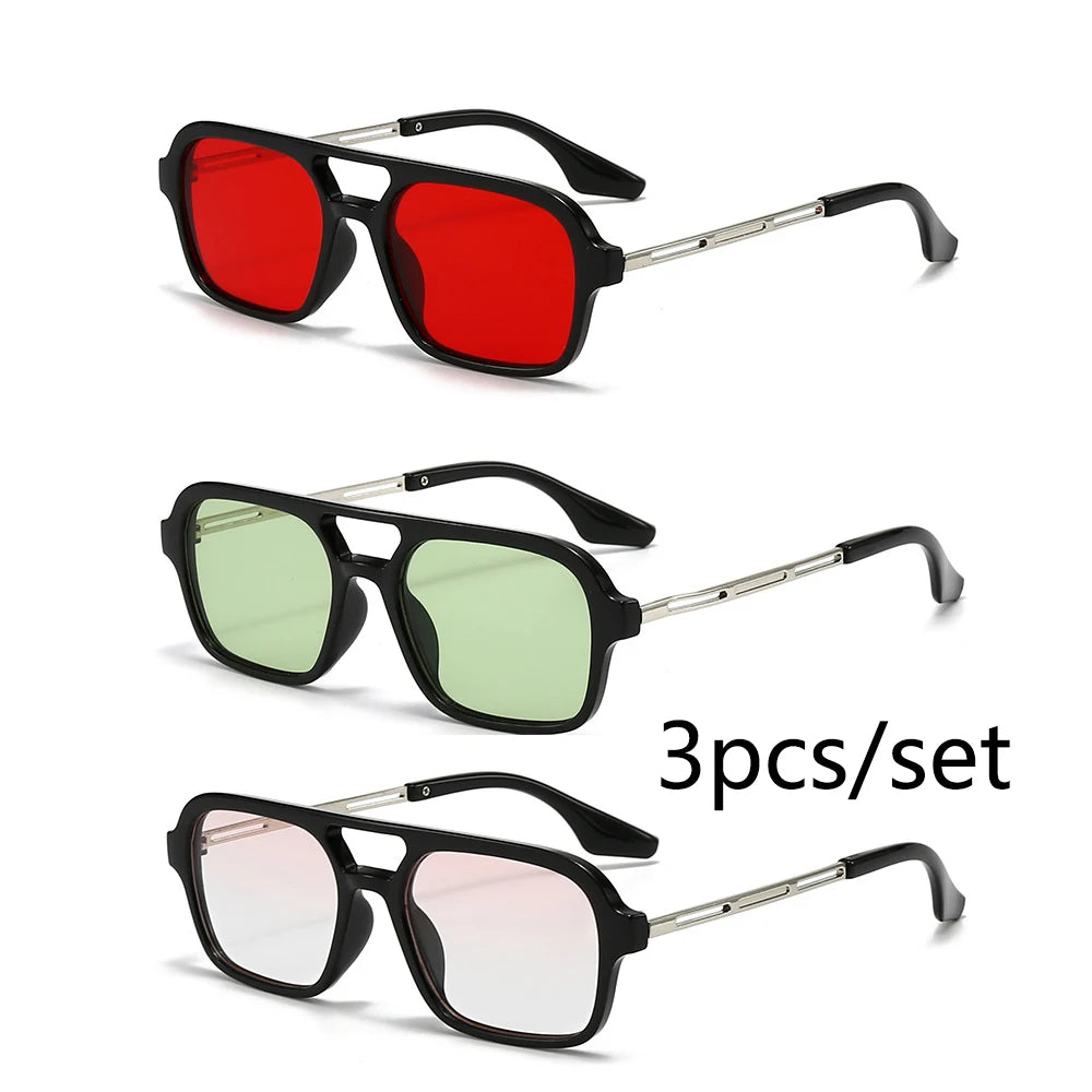 Metal Frame Square Black Rectangle Sunglasses