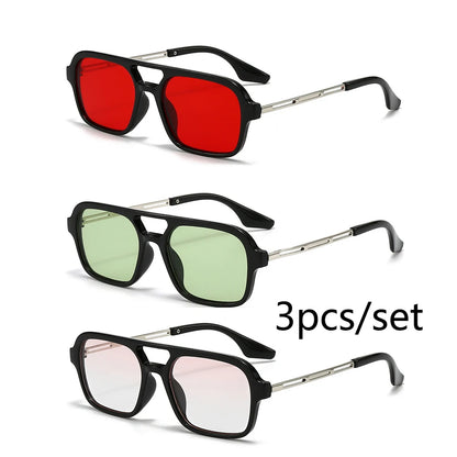 Metal Frame Square Black Rectangle Sunglasses