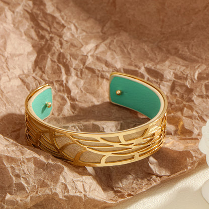 Hollow double-sided leather color replaceable bracelet