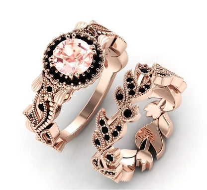 DANA 2 Pieces/set Exquisite Rose Gold Zircon Ring