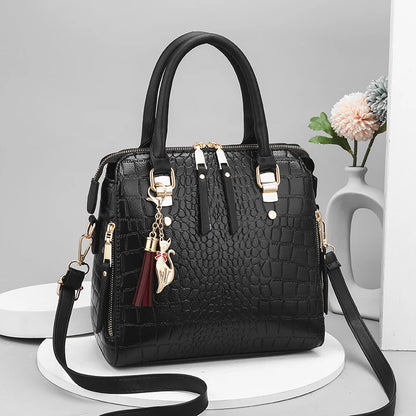 Luxurious Crocodile Embossed Tote Handbag