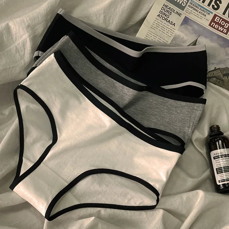 3pcs Mid Waist Japanese Pure Cotton Lingerie