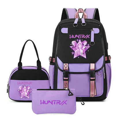 Mochilas Set KPop Demon Hunters Capacity Student School Bag