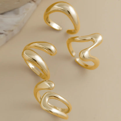 DANA Geometric Metal Irregular Rings Set