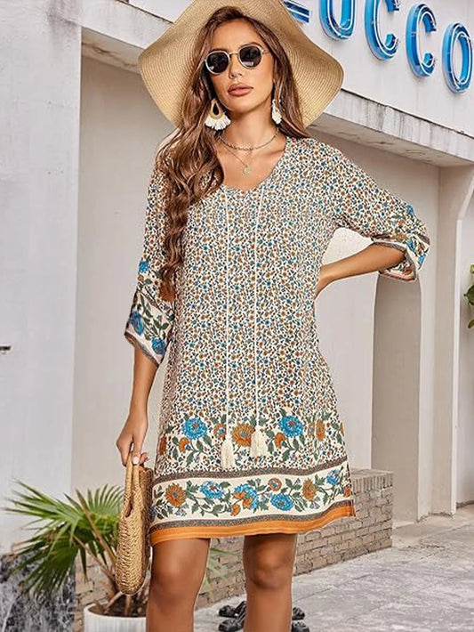 Mid Sleeve High Mini Dress