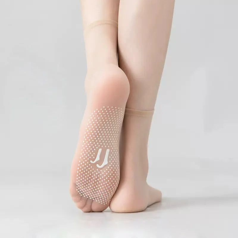 Ultra-thin Breathable Non-slip Transparent Elastic Crystal Silk Socks