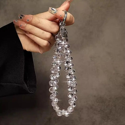 Colorful Mobile Phone Lanyard Chain Stylish Glitter Crystal Bead Pendant Keychain
