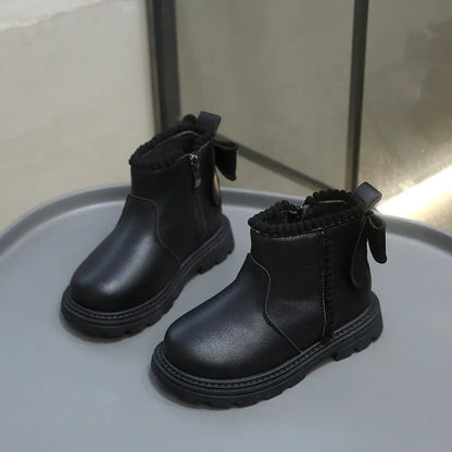Baby Kids Super Warm Pu Leather Toddler Snow Short Boots